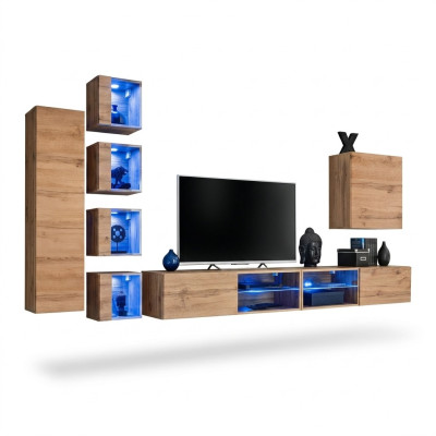 Garnitur Set Wohnwand Wandschrank Wand Regale Sideboard Holzmöbel TV-Ständer Neu