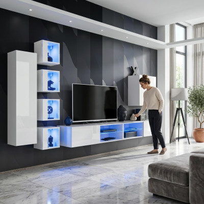 Modern Wohnwand Hänge Schrank Designer TV-Ständer Wandschrank Holzmöbel Neu