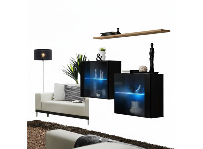 Designer Möbel Schwarz Luxus Wandschrank Wohnzimmermöbel Wand Regal