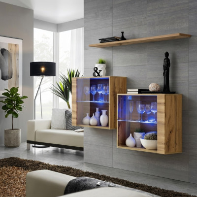Wohnzimmer Schränke Vitrine Wand Regal Luxus Wohn Zimmer Braun Set 3tlg.
