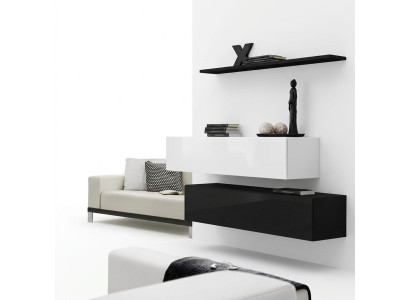 Wohn Zimmer Schwarz Wohnwand Designer Schränke Set Wandregal Modern Neu Möbel