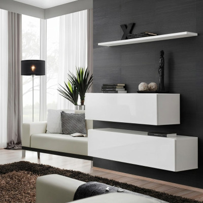 Garnitur Weiß Set 3tlg Komplett Wandschrank Wohnwand Wand Regal Modern Design