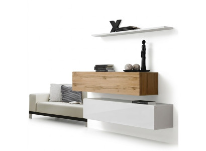 Wohnwand 130 cm Designer 2x Wandschrank Garnitur Set Möbel Holz Wohnzimmer