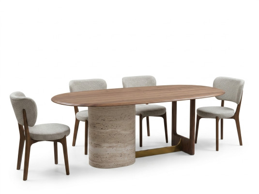 Design Esszimmer Set 5tlg. Modern Einrichtung Holz Tisch 4x Stühle Garnitur Neu