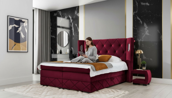 Design Schlafzimmer Set 6 tlg Komplettes Bett Nachttisch Holz Modern Polsterbett