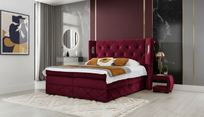 Design Schlafzimmer Set 6 tlg Komplettes Bett Nachttisch Holz Modern Polsterbett