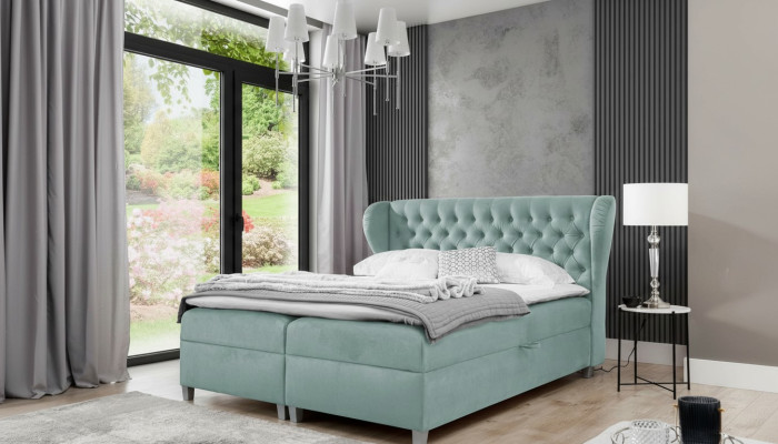 Schlafzimmer Modern Bett Chesterfield Einrichtung Polsterbett Holz Design Möbel