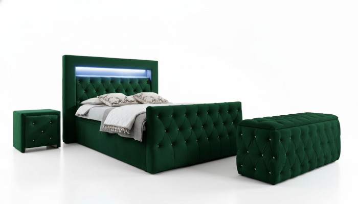 Grüne Schlafzimmer Garnitur Komplettes Set Doppelbett Hocker Konsolen