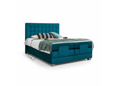 Schlafzimmer Bett Polsterbett Modern Blau Doppelbett Design Textil Luxus