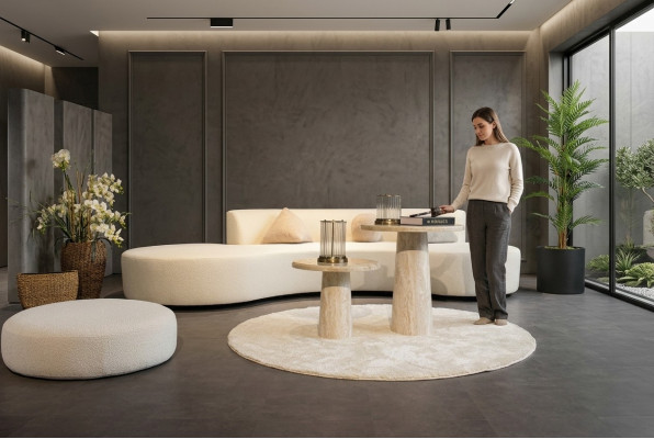 Wohnzimmer Set Sofa Viersitzer Couch Design Couchtisch Hocker Textil Möbel