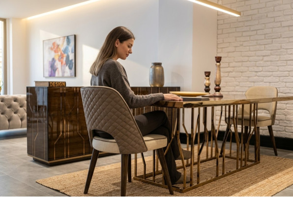 Design Stuhl Stoff Polster Luxus Möbel Esszimmer Modern Einrichtung