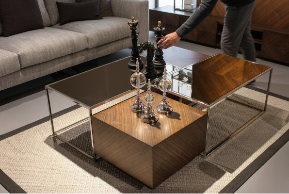 Luxus Couchtisch Wohnzimmermöbel Holz mit Glas Design Modern Neu