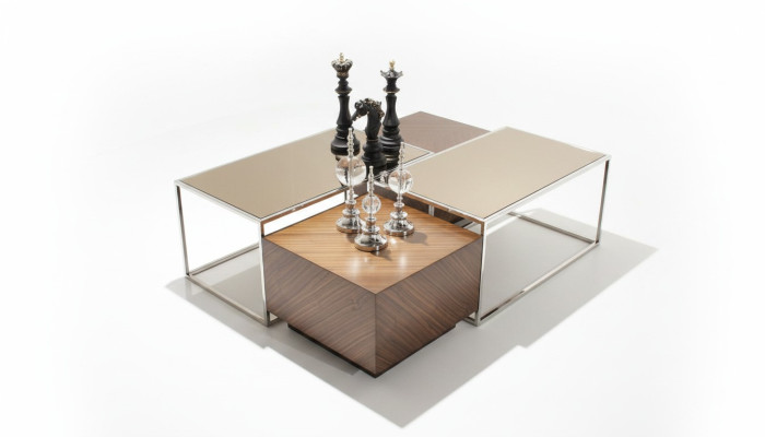 Luxus Couchtisch Wohnzimmermöbel Holz mit Glas Design Modern Neu