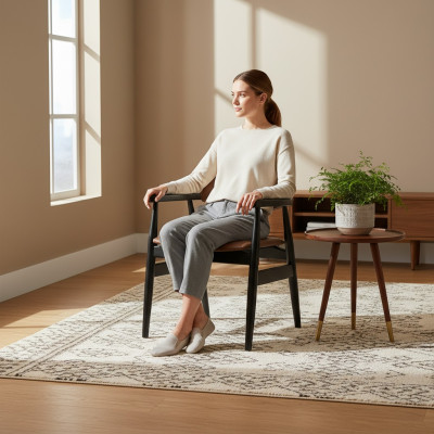 Design Armlehnstuhl Esszimmer Schwarz Möbel Holzstuhl Neu Sitz