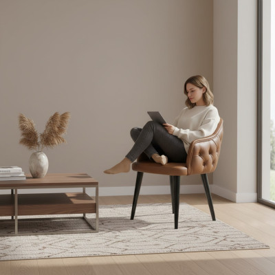 Chestefield Stuhl mit Armlehnen Designer Esszimmer Modern Einrichtung