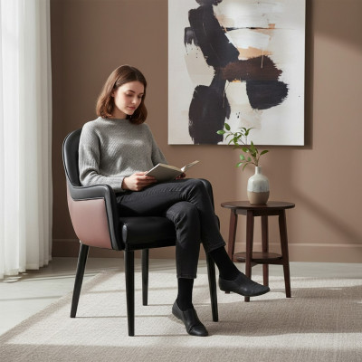 Schwarz Stuhl mit Armlehnen Modern Esszimmer Luxus Einrichtung Polstersitz