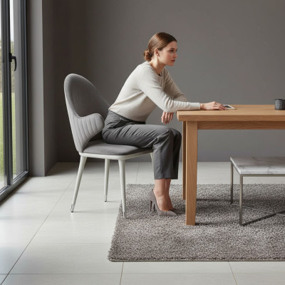 Grau Stuhl mit Armlehnen Modern Esszimmer Luxus Designer Möbel