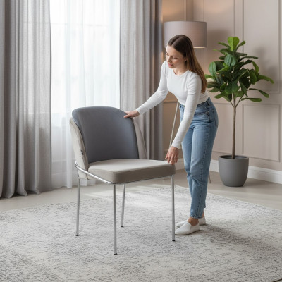 Designer Stuhl Luxus Grau Stühle Neu Möbel Esszimmer Polster Einrichtung