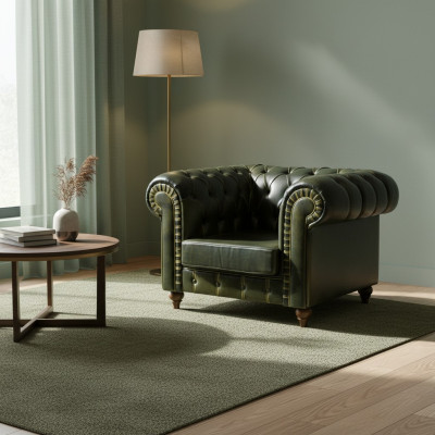 Сhesterfield Sessel Grün Modern Design Sitz Neu Einrichtung Wohnzimmer