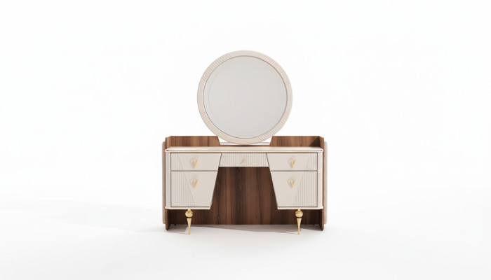 Luxus Schminktisch mit Spiegel Modern Einrichtung Schlafzimmer Design Möbel
