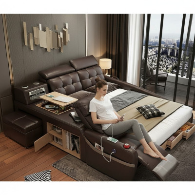 Multifunktion Design Bett Big Kunstleder Hotel Polster 180x200 Betten Neu