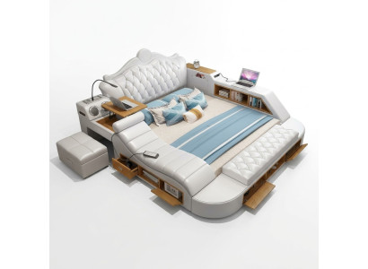 Multifunktionsbett Chesterfield Doppel Luxus Design Bett 180x200 USB