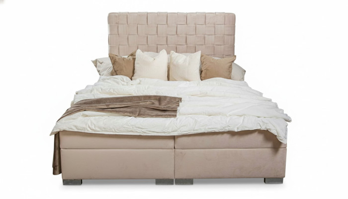 Polsterbett Betten beige Polster Designer Luxus Design 180x200 Doppelbett