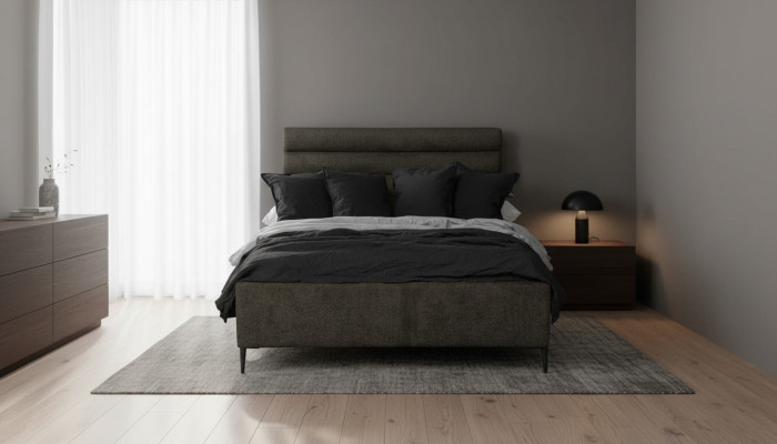 Textil Bett Grau Design Luxus Doppel Schlafzimmer Betten Doppelbett
