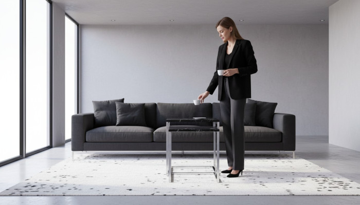 Beistelltisch Wohnzimmer Möbel Material schwarz Edelstahl Design Tisch