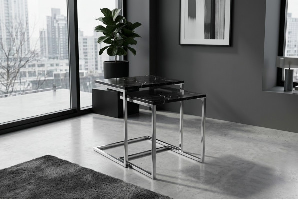 Beistelltisch Wohnzimmer Möbel Material schwarz Edelstahl Design Tisch