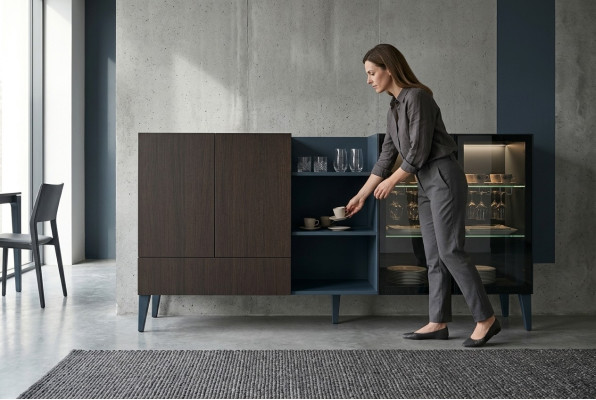 Modernes Sideboard Holzmöbel Anrichte Kommode braun Schwarz Neu