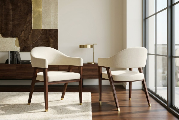 Design Stühle Polster Hotel Stuhl Textil Holz Möbel im Esszimmer neu