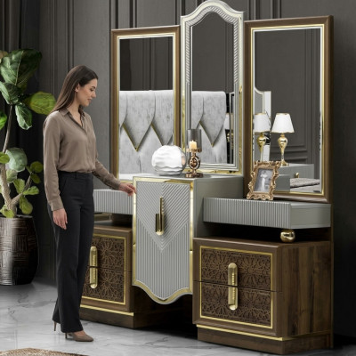 Modern Design Schminktisch mit Spiegel Schlafzimmer Neu Luxus