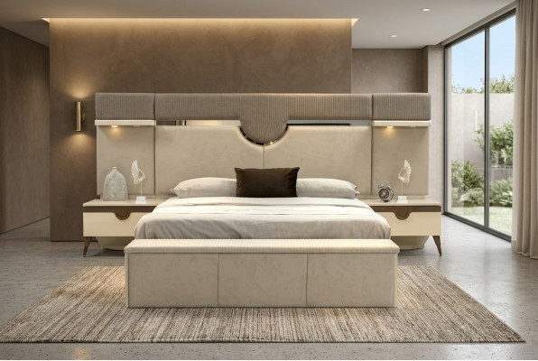 Set 3tlg. Schlafzimmer Garnitur Bett 2x Nachttisch Stil Stilvoll Möbel Betten