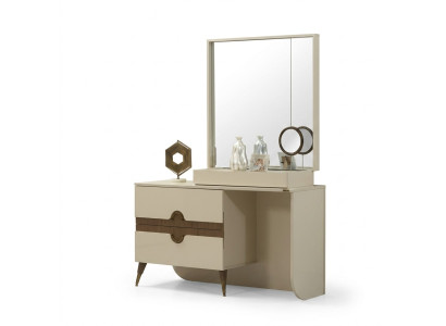 Beige Schminktisch mit Spiegel Schlafzimmer Möbel Design Konso lNeu