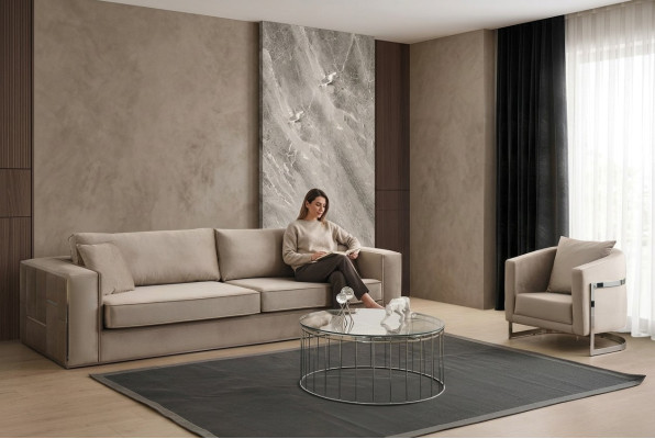 Sofa Set 2 tlg Wohnzimmer Komplett Sofagarnitur 3+1 Sitzer Möbel Textil