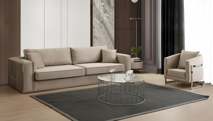 Sofa Set 2 tlg Wohnzimmer Komplett Sofagarnitur 3+1 Sitzer Möbel Textil