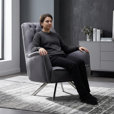 Sessel Design Couch Sofa Relax Textil Polster Sitzer Luxus Grau Neu