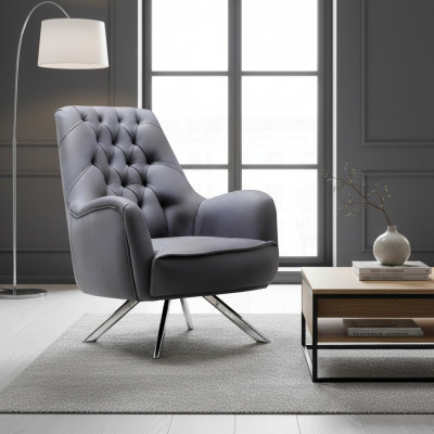 Sessel Design Couch Sofa Relax Textil Polster Sitzer Luxus Grau Neu