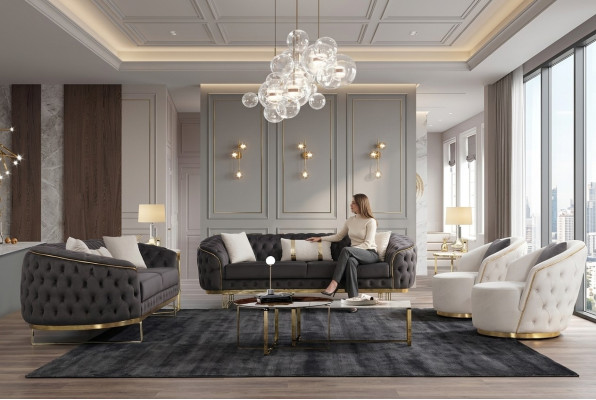 luxuriös Sofagarnitur 4tlg 3+3+1+1 Sitz Sofa Couchen Möbel Couch Wohnzimmer