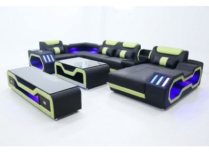 Wohnzimmer set U-Form Ecksofa Couchtisch und TV Ständer Modern Neu