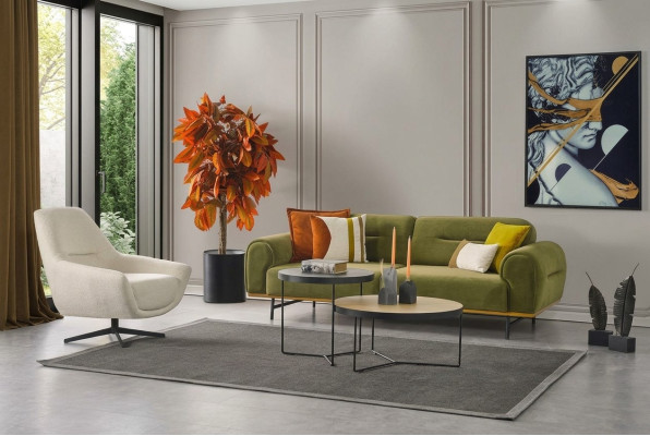 Modern Sofagarnitur 3 + 1 Sitzer Grün Couchen Design Wohnzimmer set 2tlg