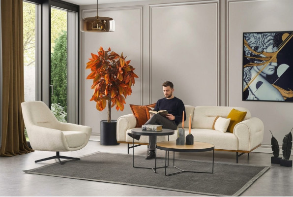 Sofagarnitur 3 + 1 Sitzer Möbel Set Design Beige Modern 2tlg. Couchen
