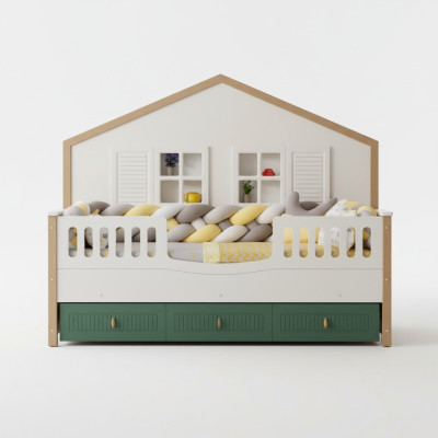 Bettrahmen Kinderbett 200 cm Bett Kinderzimmer Bettgestelle Helles Holz
