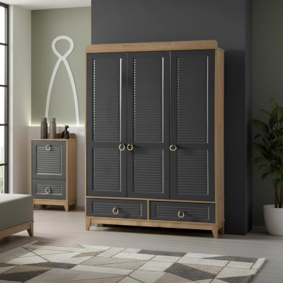 Kleiderschrank Grau Holz Schrank Design Kinderzimmer Kleiderschränke