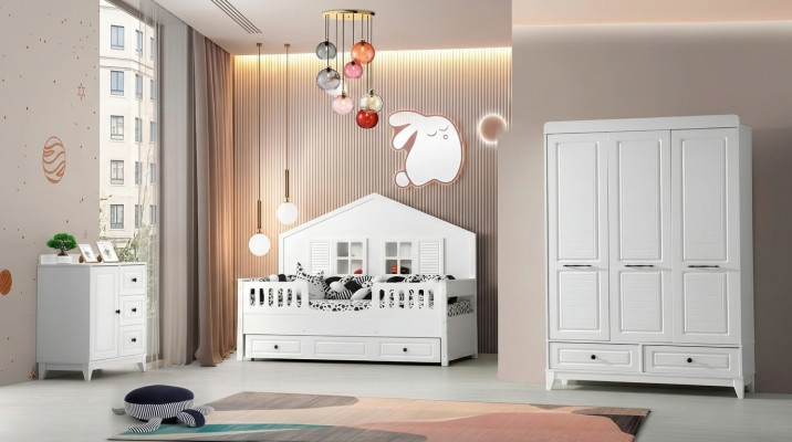 Stilvoll Komplett Jugendzimmer Luxus Kinderzimmer Set 3tlg Weiß Farbe