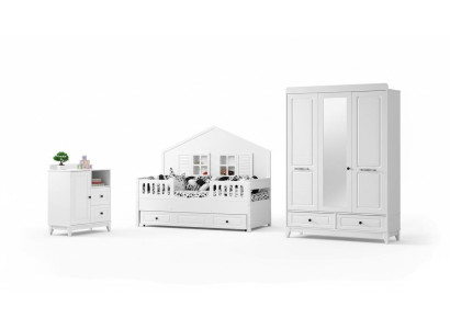 Stilvoll Komplett Jugendzimmer Luxus Kinderzimmer Set 3tlg Weiß Farbe