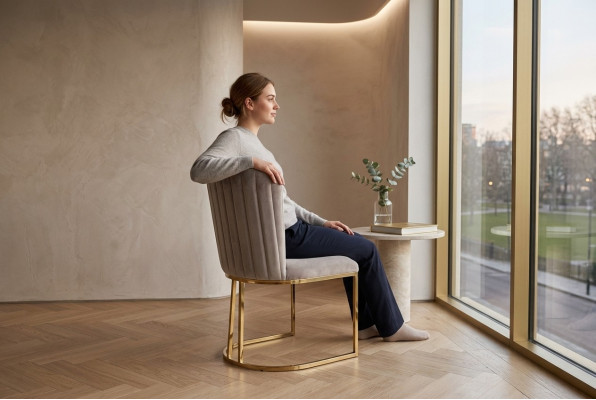 Stuhl Esszimmerstuhl Beige Küchenstuhl Lehnstuhl Luxus Modern Neuheit