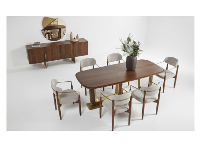 Modern Esszimmer Set Besteht aus Esstisch 6x Stühle Spiegel Anrichte