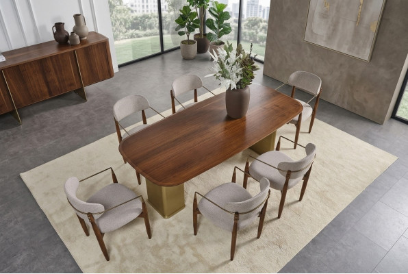 Modern Esszimmer Set Besteht aus Esstisch und 6x Stühle Braun 7tlg.